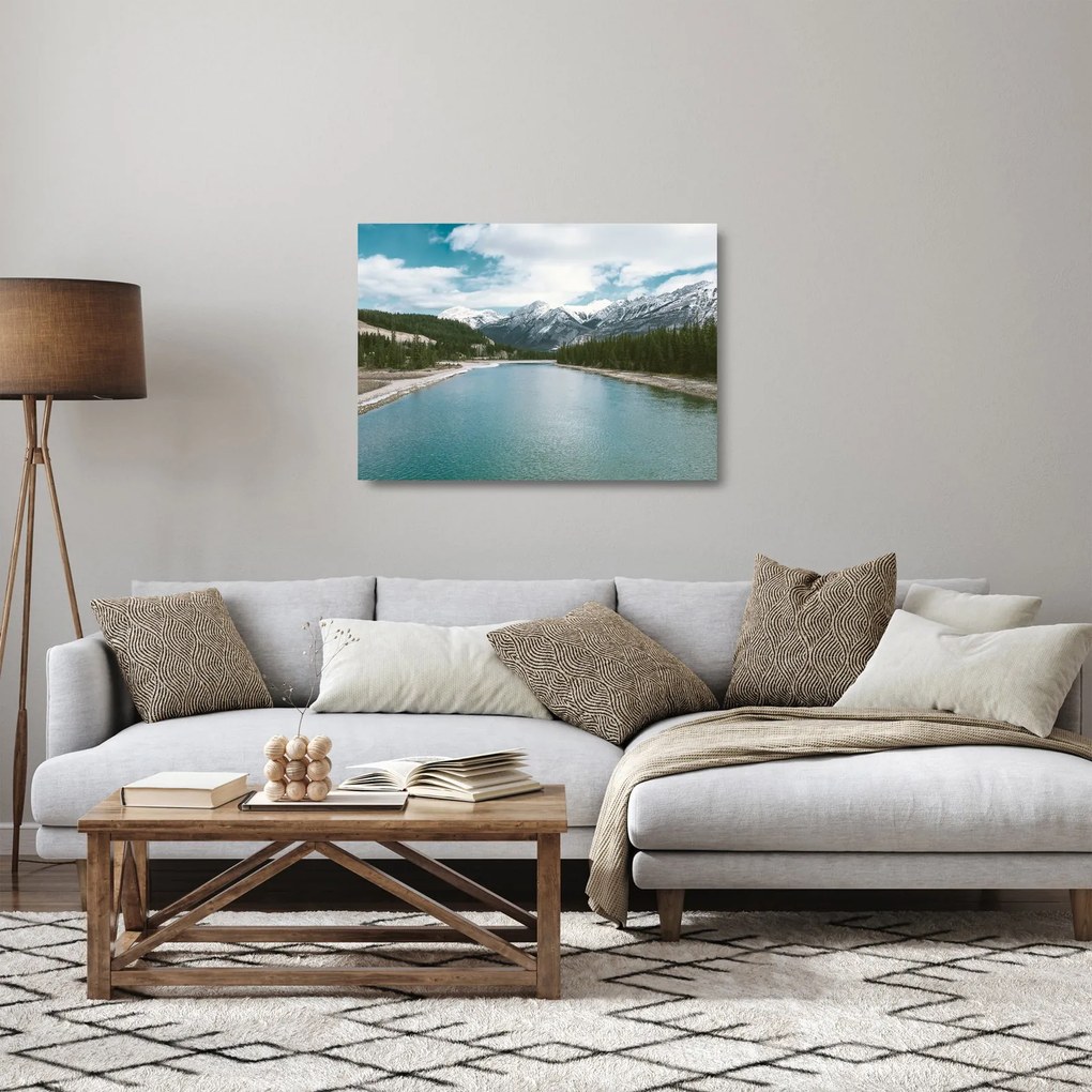 Tablou pe sticlă cu peisaj montan (70x50 cm)