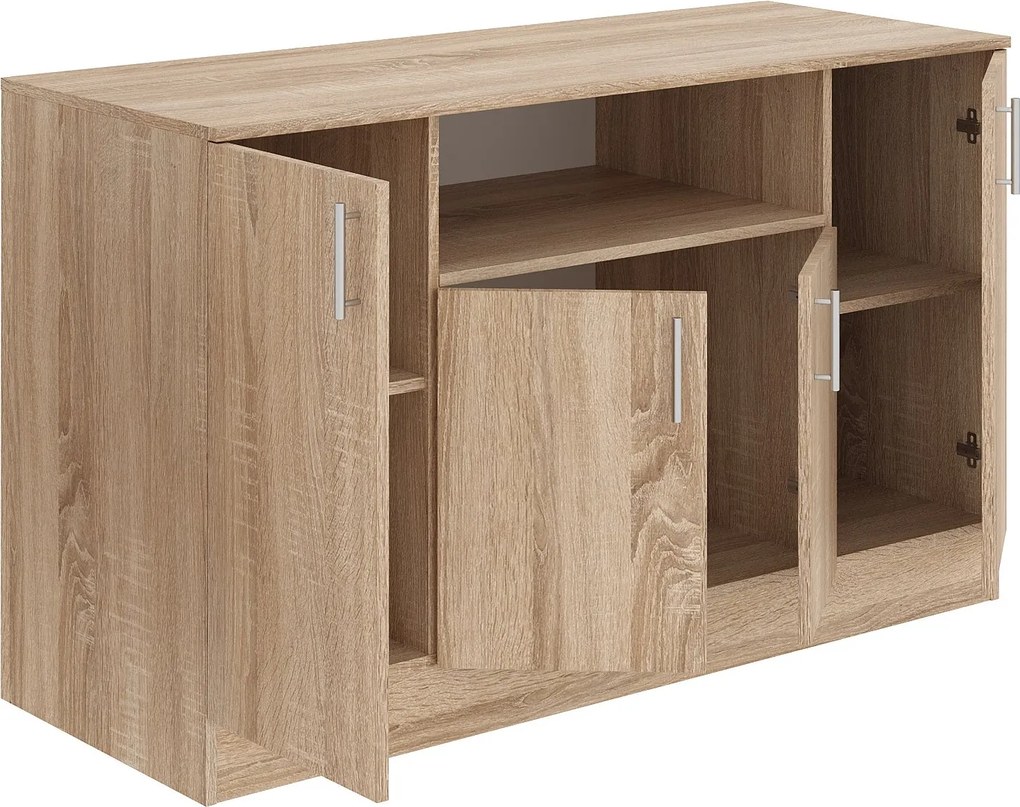 Comoda Remi, 4 Usi, Stejar Sonoma, 135 x 50 x 80 cm