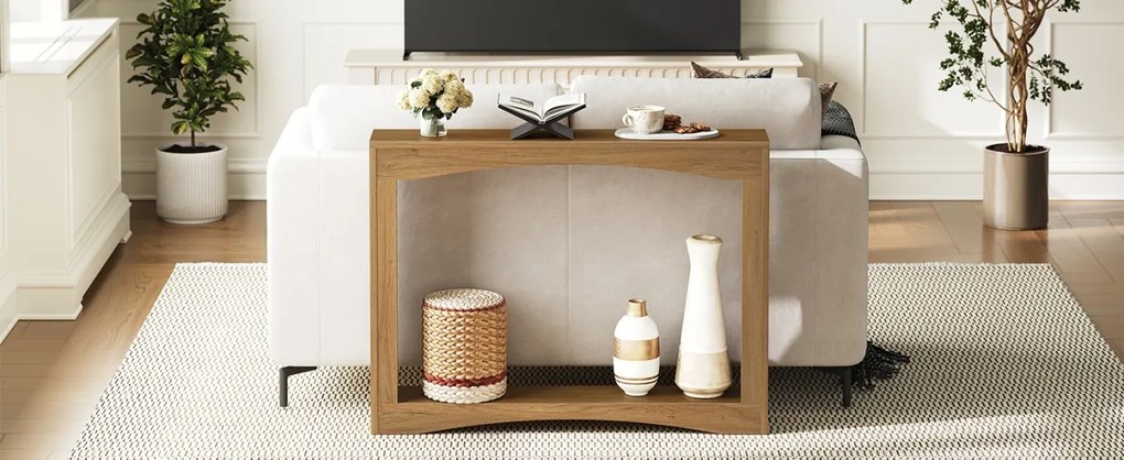 MAM25 - Masa Consola foarte ingusta, 100 cm, masuta hol, living, dining, dormitor - Maro Deschis / Maro