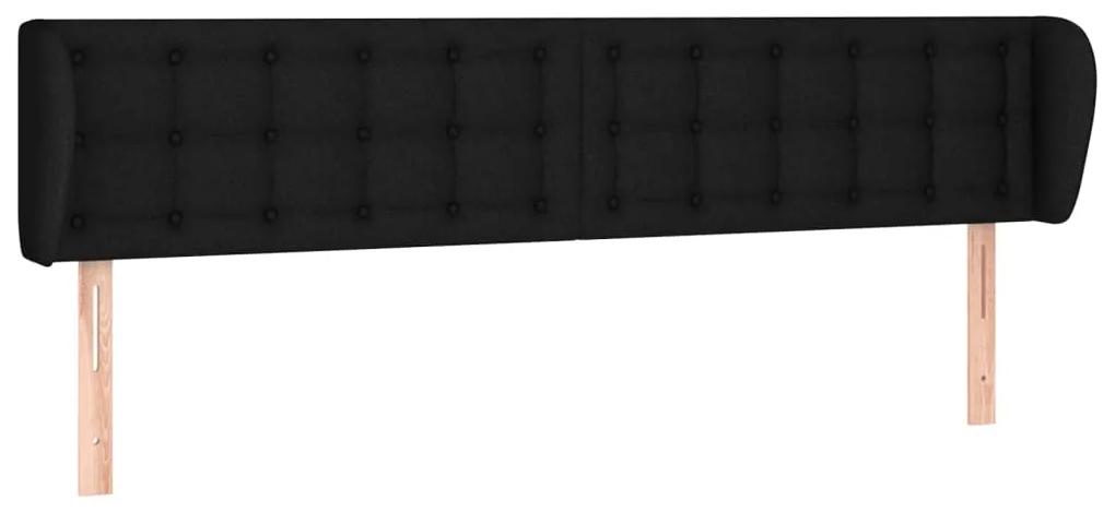 3117594 vidaXL Tăblie de pat cu aripioare negru 183x23x78/88 cm textil