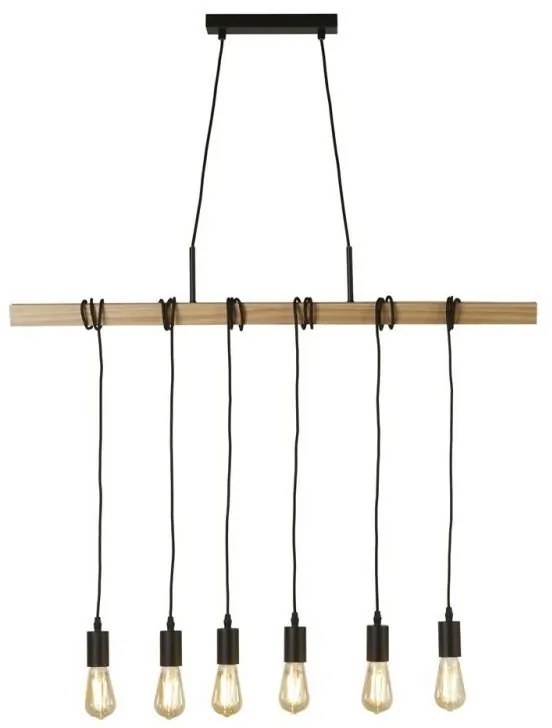 Lustra din lemn cu 6 pendule design rustic Woody