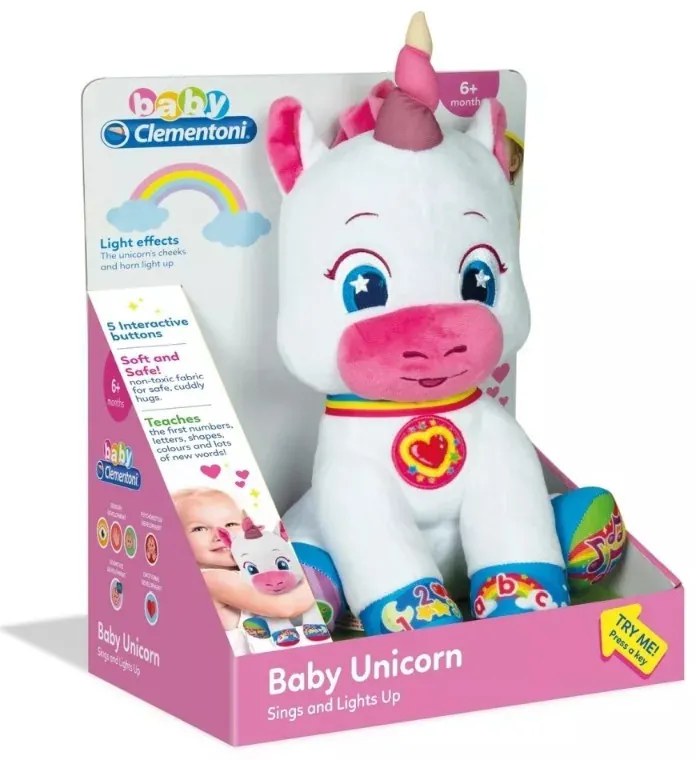 Unicorn Silverbelle jucărie de pluș interactivă Clementoni