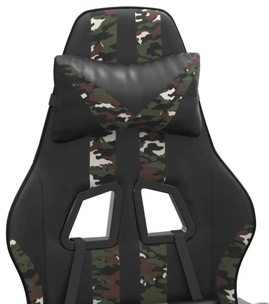 Scaun de gaming pivotant, negru si camuflaj, piele ecologica