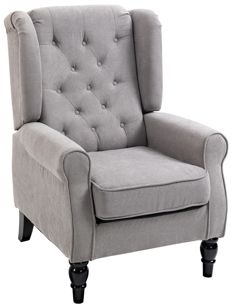 HOMCOM Fotoliu Chesterfield Gri, Confortabil, Comod și Spațiu Generos pentru Living, 74x86x102 cm | Aosom Romania