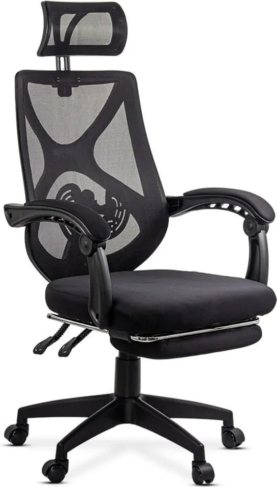 OFF 636 negru - scaun ergonomic din mesh cu suport picioare