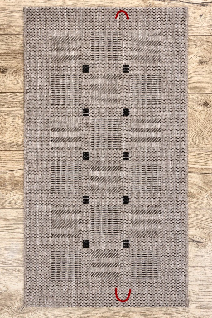 Covor sisal Floorlux 20079 Pătrat argintiu si negru - SECUNDAR-COTATI PRODUSUL