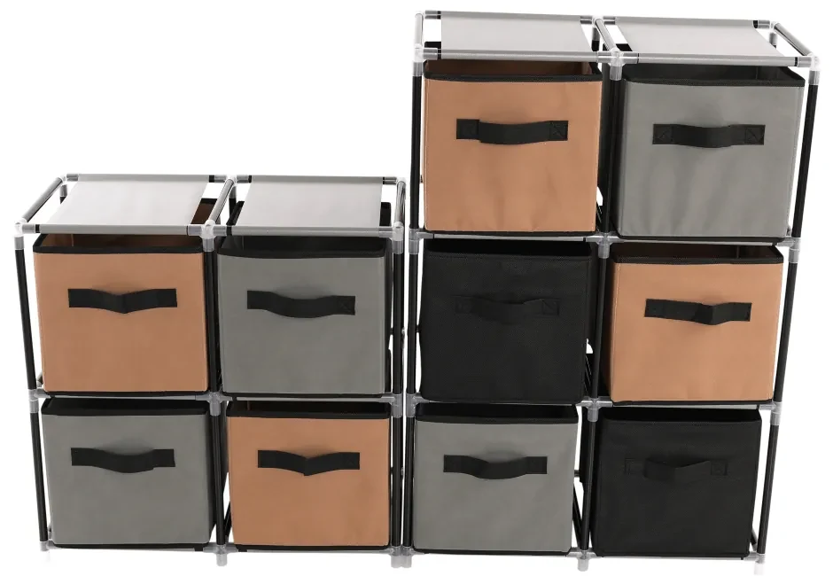 Comoda cu sertare din material textil, negru maro gri, CAMILO TYP 1
