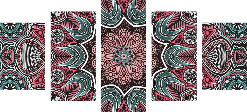 Tablou 5-piese Mandala indiană cu model floral