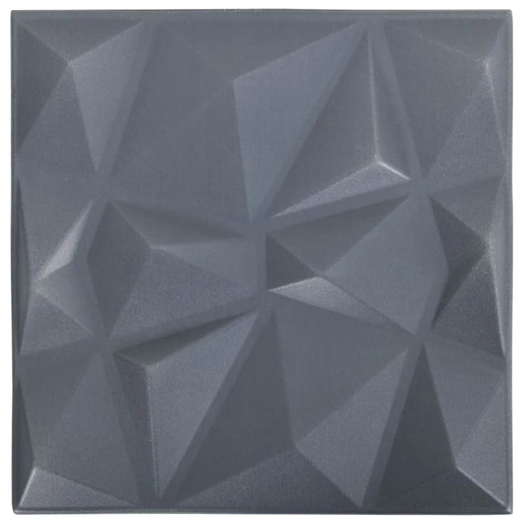 Panouri de perete 3D 24 buc. gri 50x50 cm model diamant 6 m   24, Gri diamant