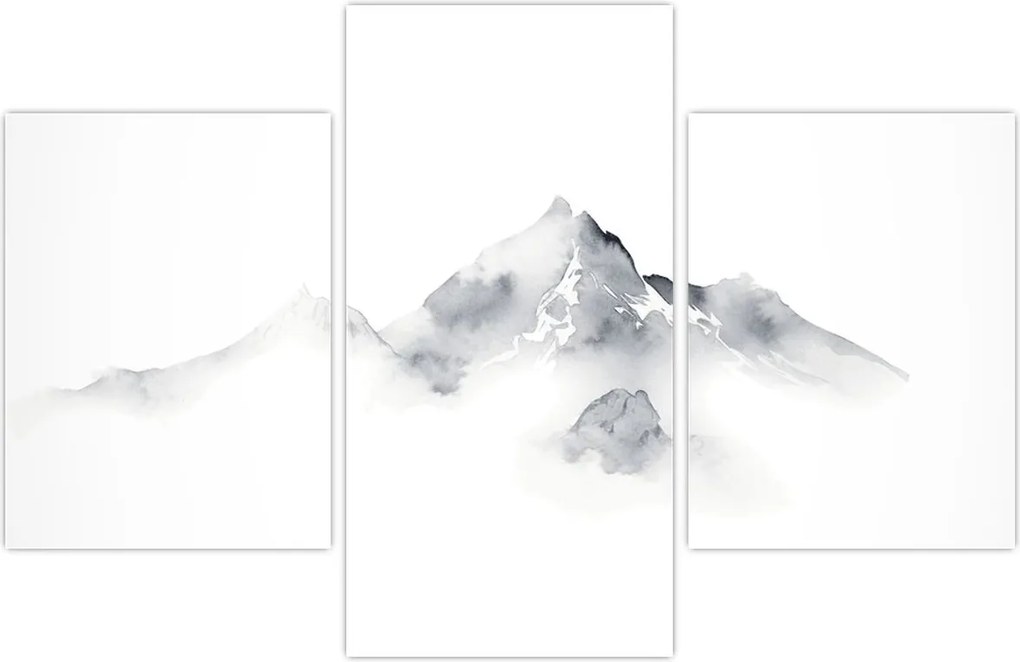 Tablou - Pictură cu cerneală de munți (90x60 cm)