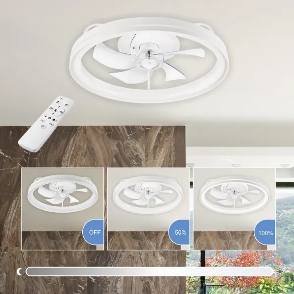Plafonieră LED cu ventilator FARGO LED/37W/230V alb + telecomandă