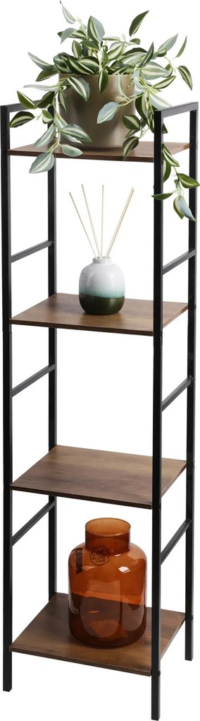 Raft metalic pentru salon cu 4 polițe din MDF, 29,5 x 23,5 x 106,5 cm