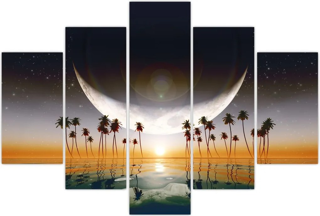 Tablou- Luna deasupra palmierilor (150x105 cm)