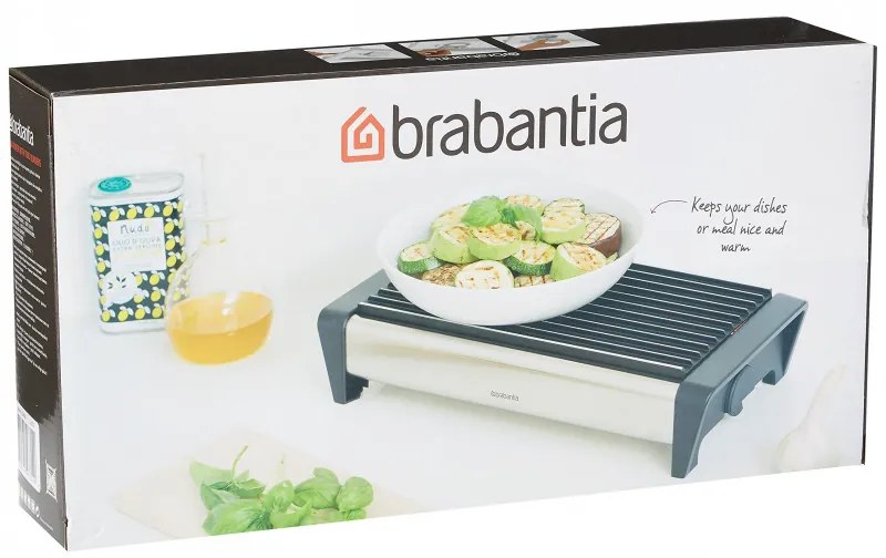 Tava servire la cald Brabantia 646996, 2 incalzitoare, Grill din aluminiu, Manere reci, Alb/Negru