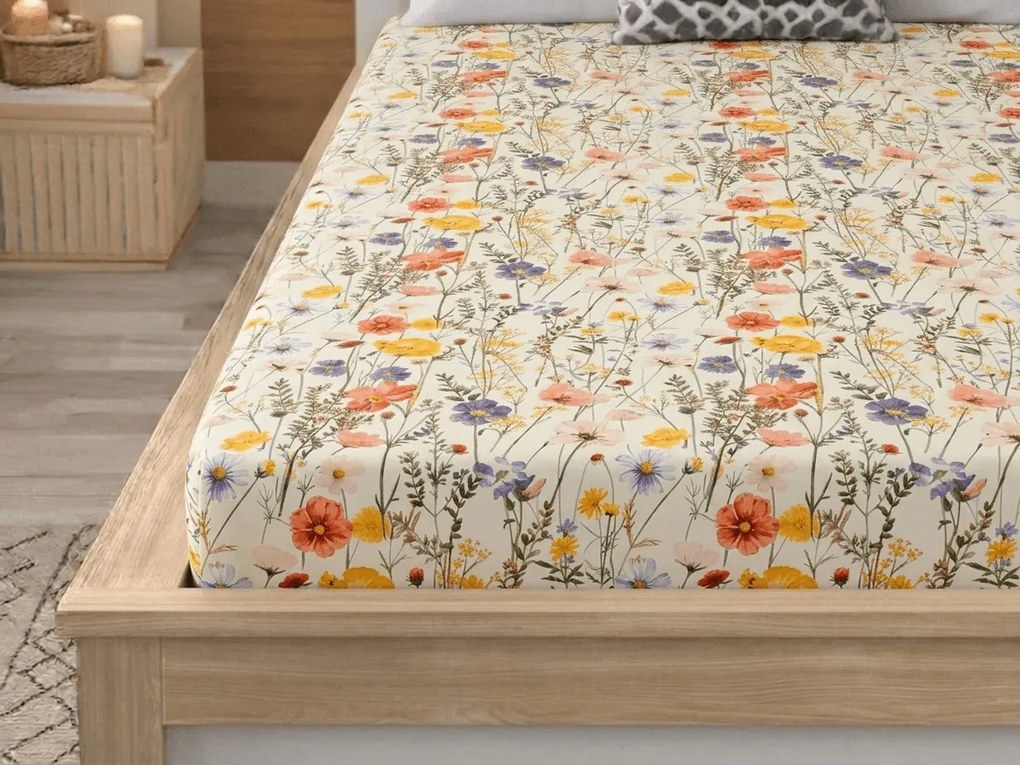 Cearsaf din microfibra WILDFLOWERS colorat 90x200 cm