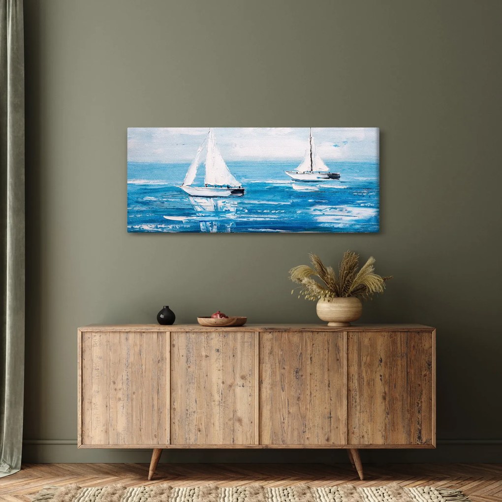 Tablou - Pictură yacht pe mare (120x50 cm)