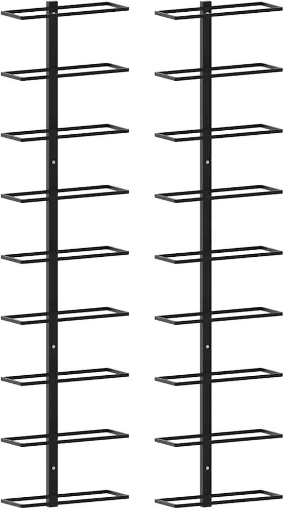 vidaXL Suporturi sticle de vin de perete 18 sticle 2 buc. negru fier