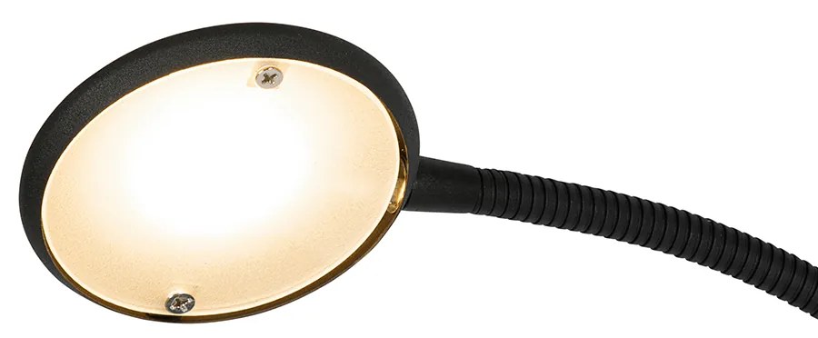Lampă de podea neagră incluzând LED și dimmer cu lampă de citit - Fez