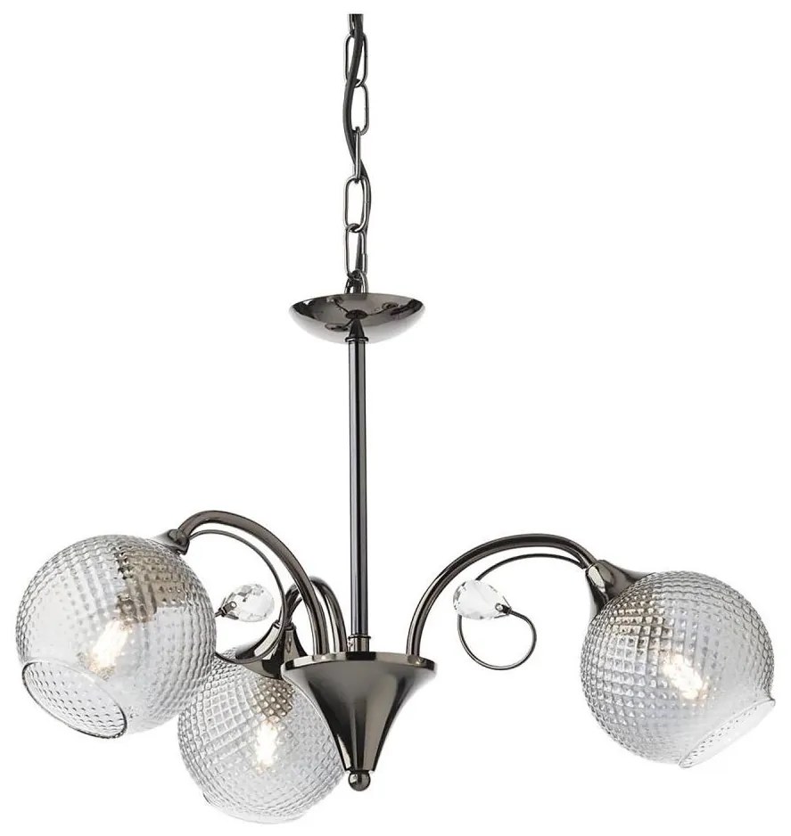 Redo 02-972 - Candelabru suspendat pe lanț ASPERA, 3x E14, 28 W, 230 V, Ø 52 cm, negru
