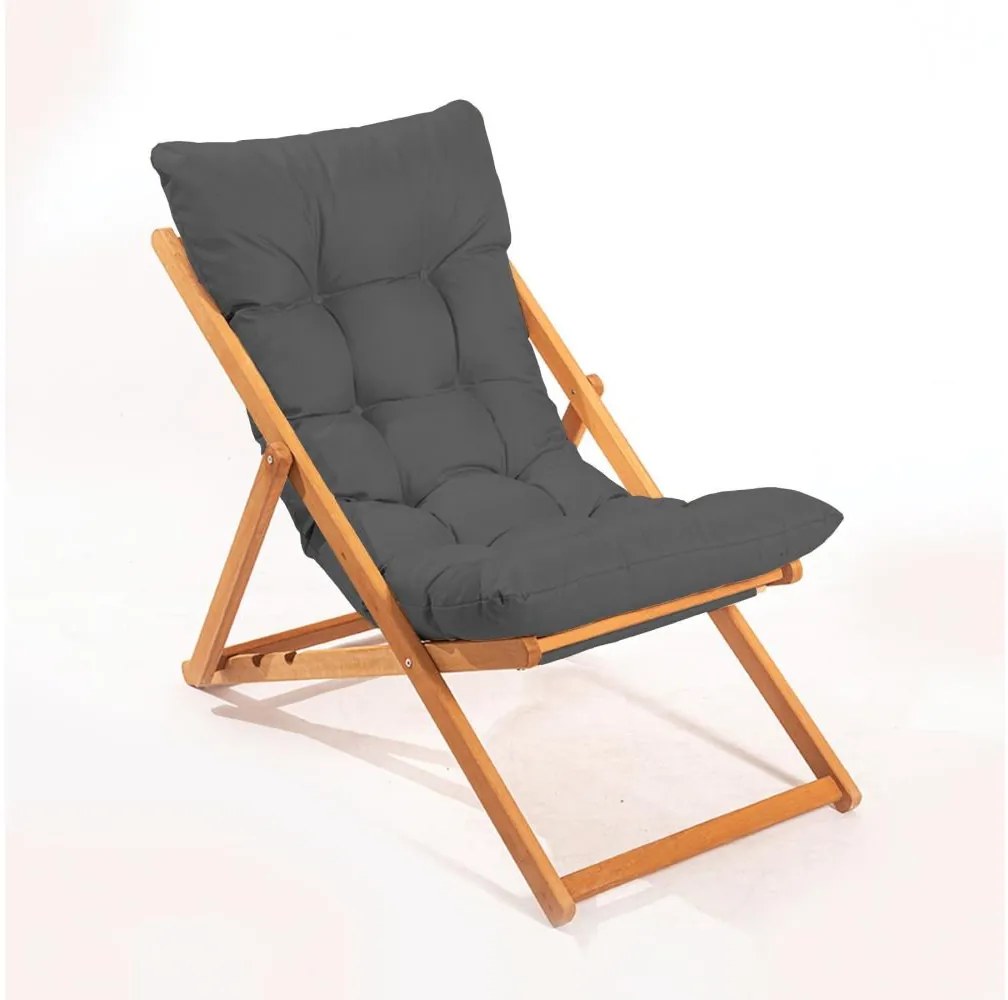 Șezlong de grădină gri/fag