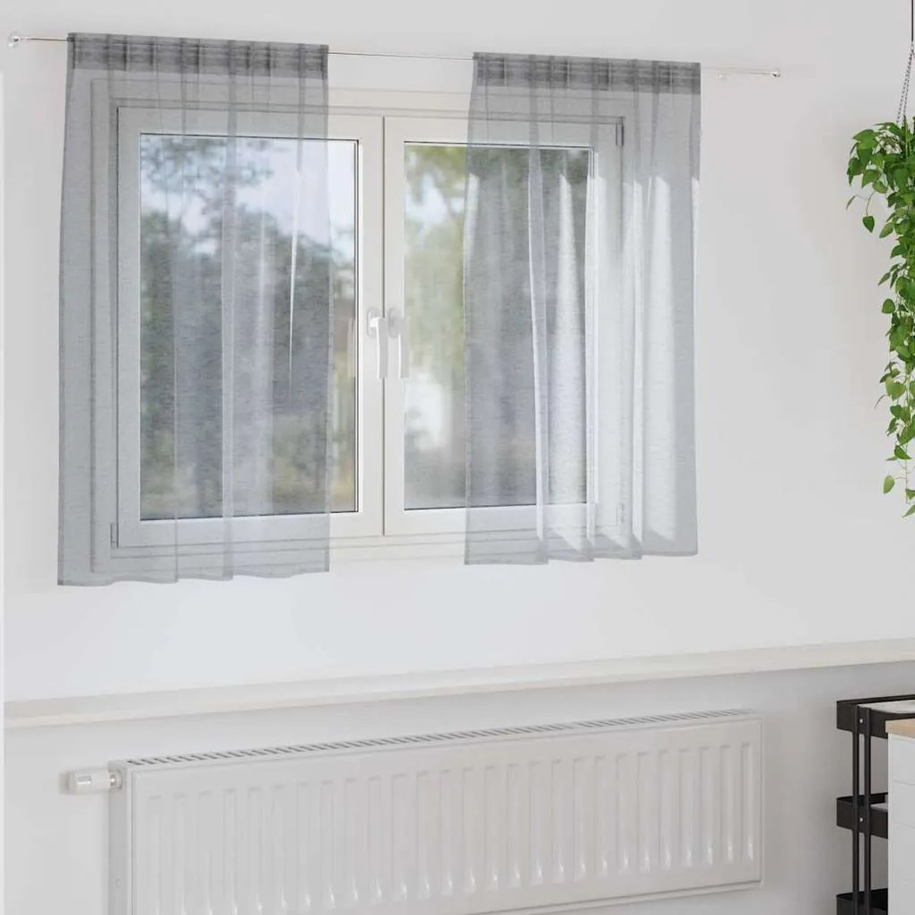 vidaXL Perdele cu perdele 2 pcs Gri închis 140 x 140 cm Poliester