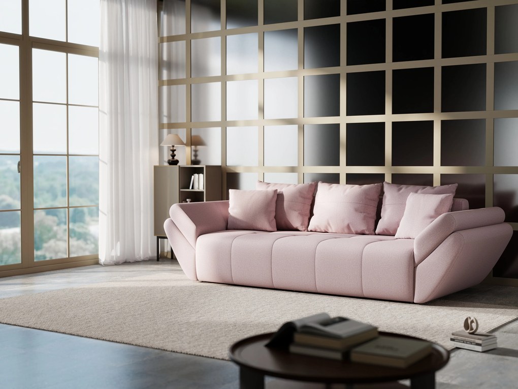 Canapea extensibilă dumonde cu ladă de depozitare si sezut confortabil din spuma high-density, Berlin Enjoy Flamingo 250x100 cm