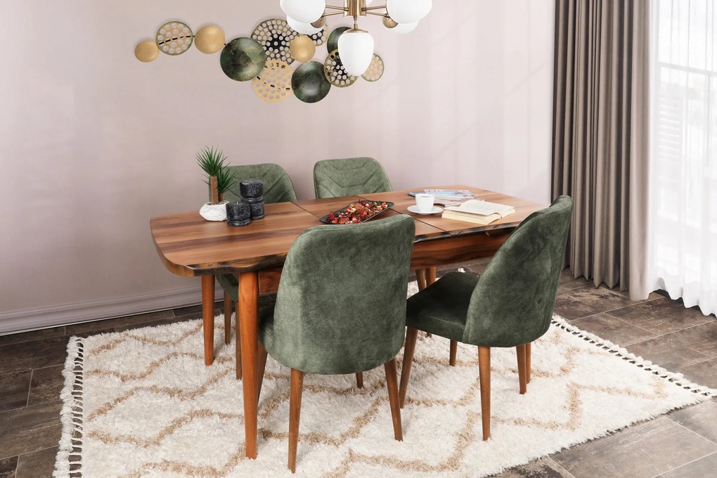 Set 2 scaune Dafne (Nuc + Verde închis). 1073152