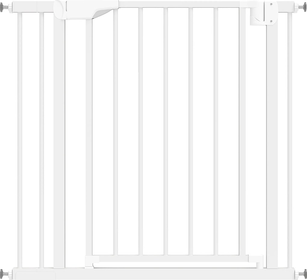 PawHut Barieră de Siguranță pentru Copii și Câini Lățime 76-89 cm Blocare Dublă și Închidere Automată Deschidere în Ambele Sensuri Alb | Aosom Romania
