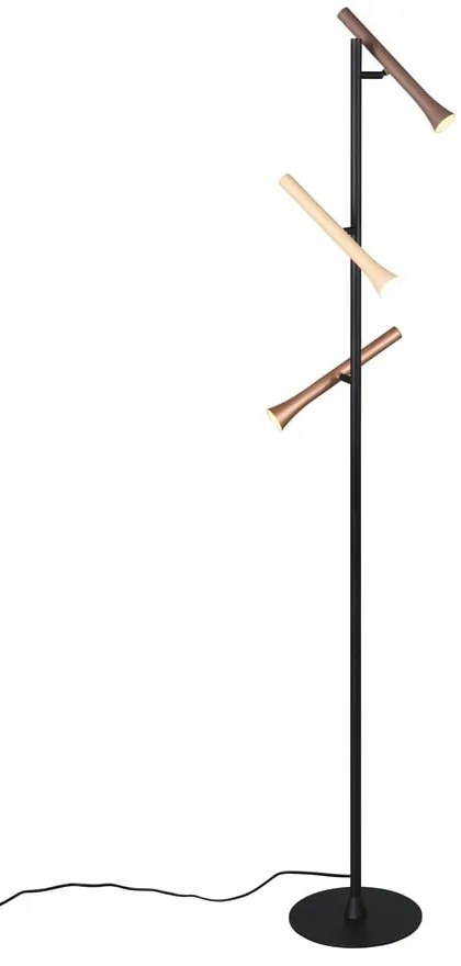 Lampadar negru LED cu abajur din metal (înălțime 150 cm) Fiato – Trio
