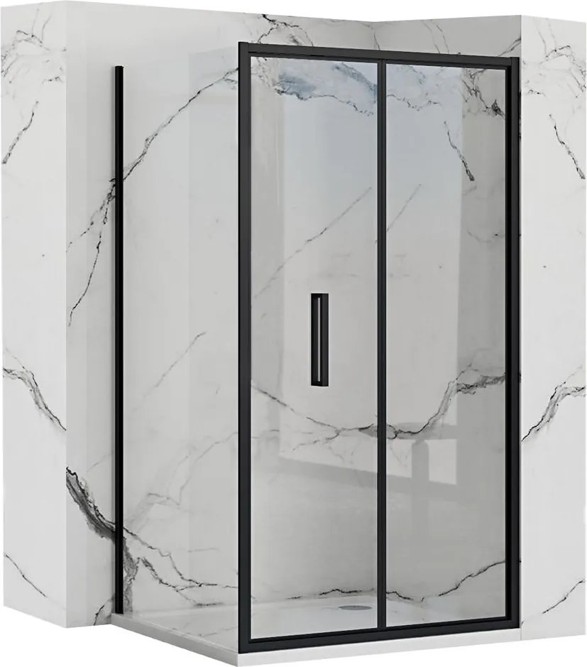 Cabina dus De colt Rapid Fold 80x90 cm negru