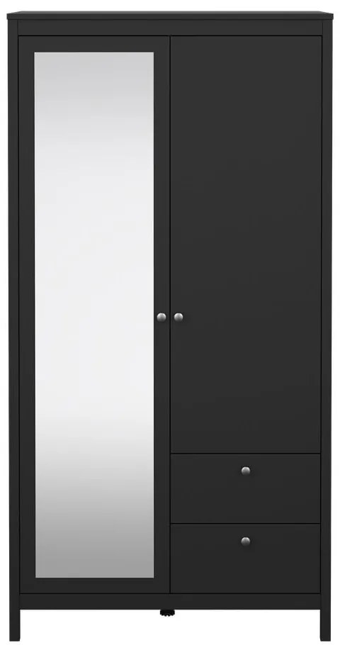 Șifonier negru cu oglindă 102x199x58 cm Madrid – Tvilum