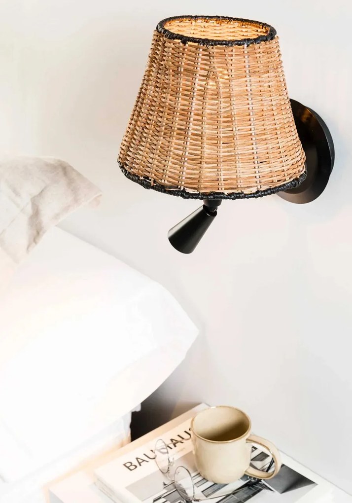 Aplica de perete cu reader design natural din ratan SUMBA