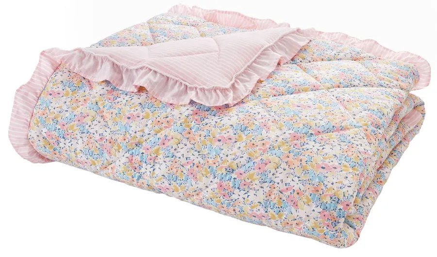 Cuvertură roz matlasată 220x230 cm Darcy Floral – Catherine Lansfield