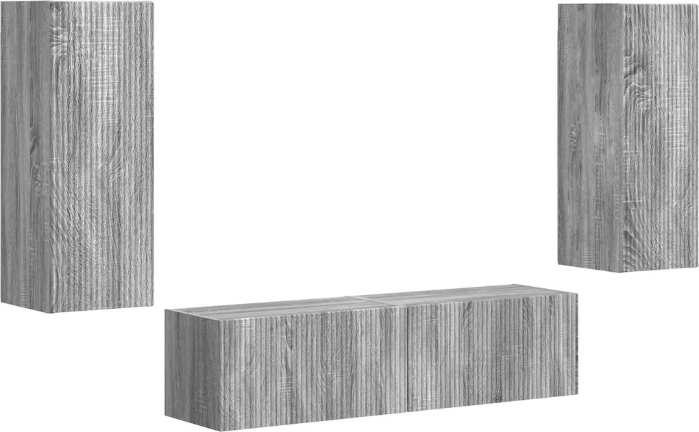 vidaXL Set comodă TV Pe perete 2 pcs Gri Sonoma Lemn compozit