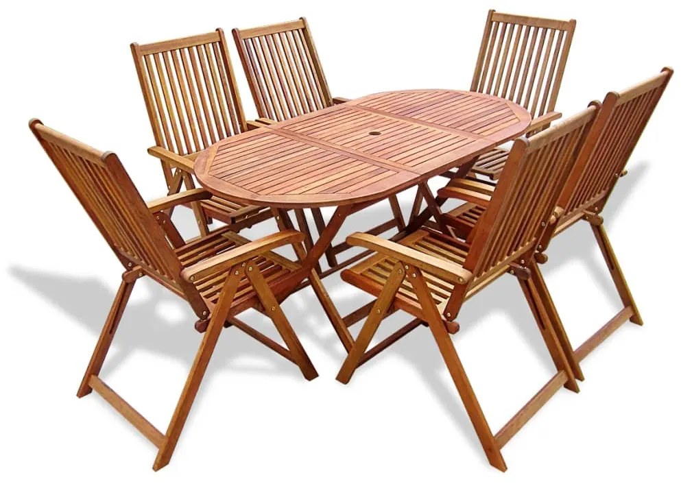 41815 vidaXL Set mobilier de exterior, 7 piese, lemn masiv de acacia