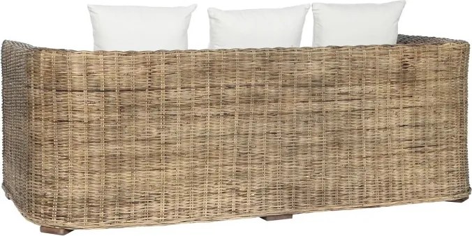 Canapea de exterior 3 locuri din rattan natural cu perne incluse, „Isla”