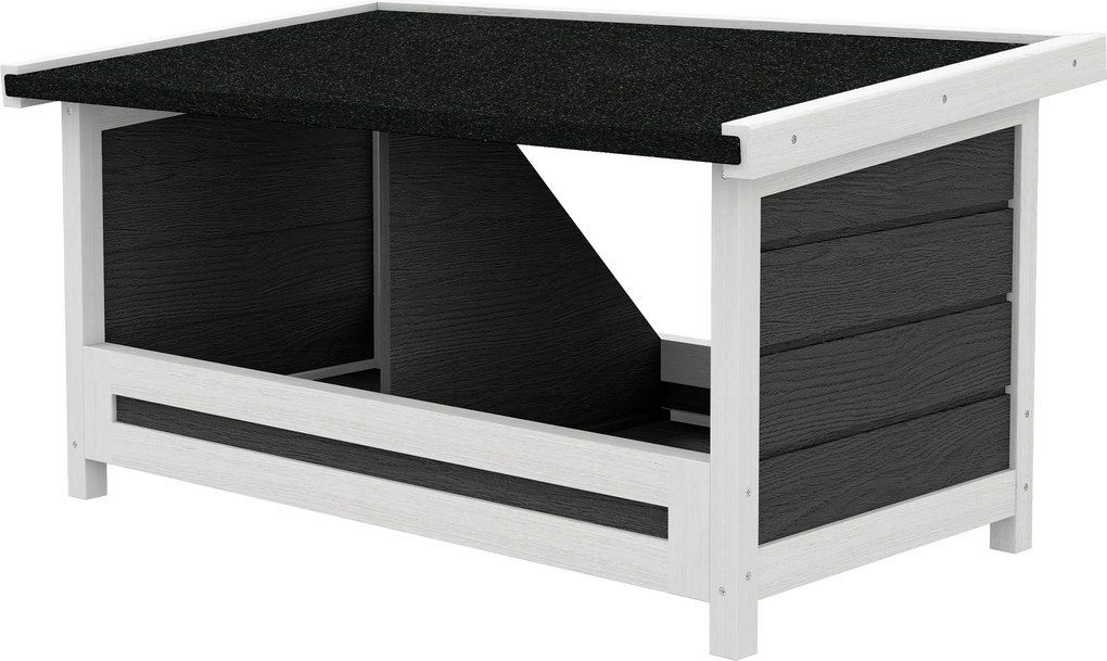 PawHut Cuibar pentru Găini cu 2 Zone, Bază Înălțată și Acoperiș din Bitum, 66x37x34 cm, Gri | Aosom Romania