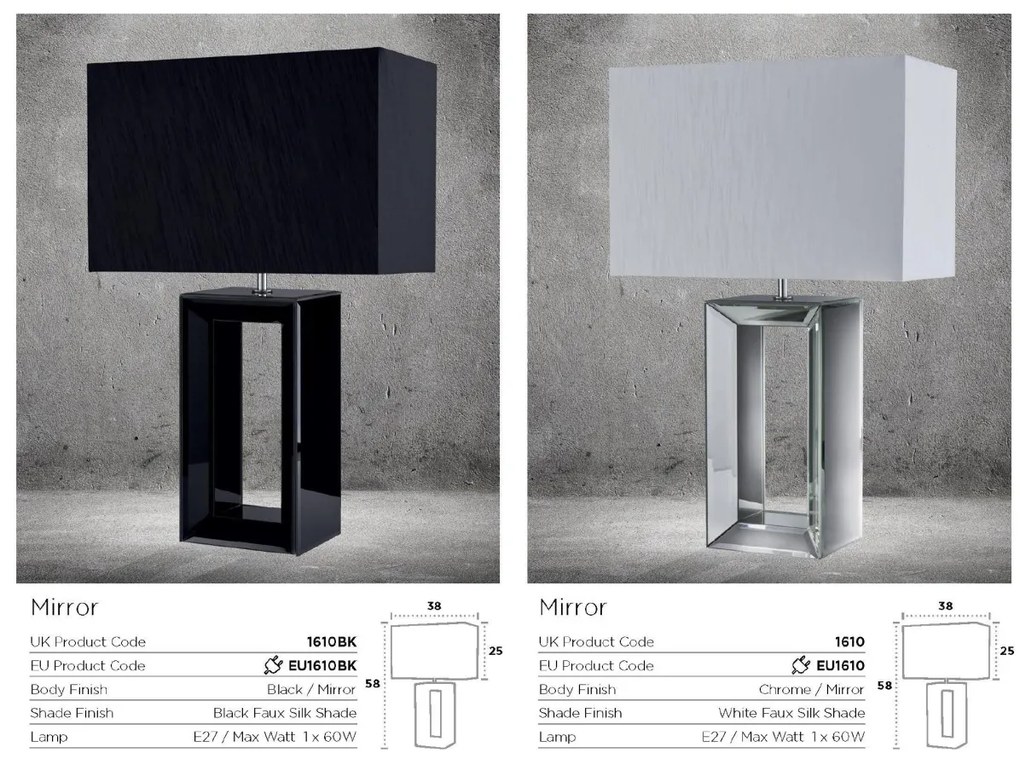 Veioza / Lampa de masa decorativa design elegant Mirror EU1610BK SRT