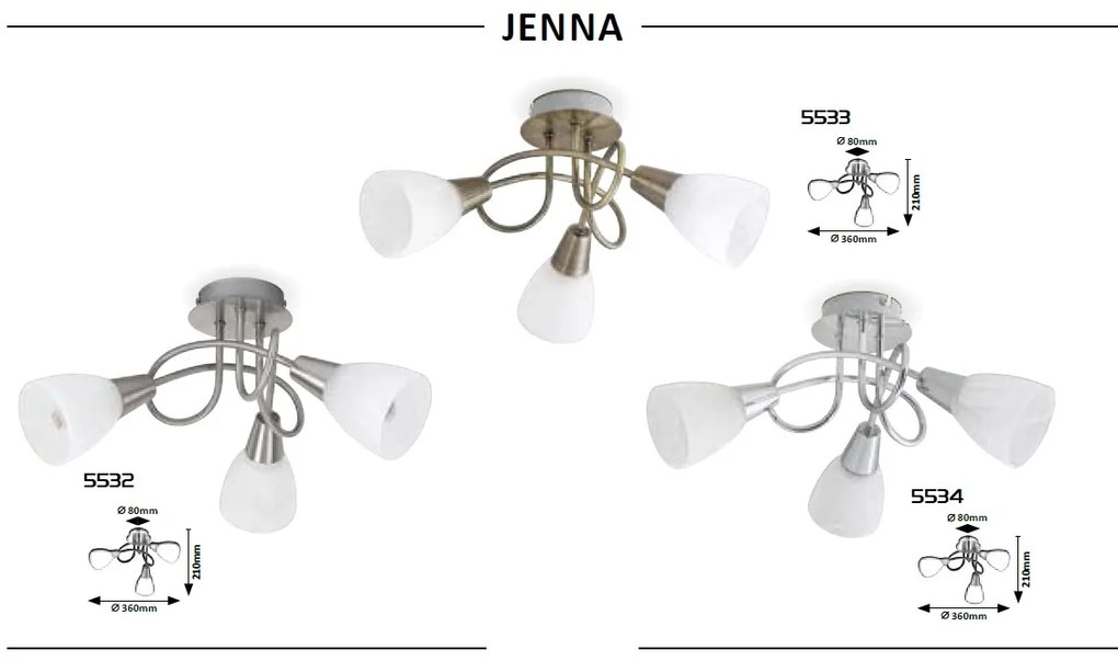 Lustra / Plafoniera cu 3 spoturi Jenna crom satin