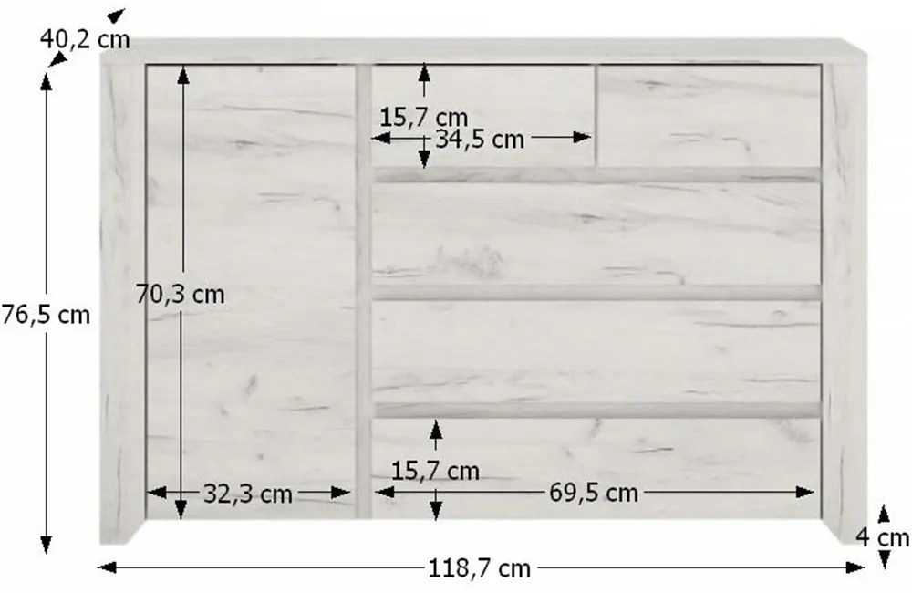 Comoda typ 41, alb craft, ANGEL