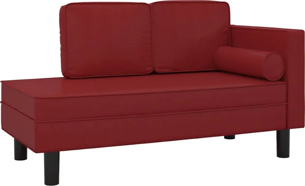 vidaXL Șezlong cu perne și suport, roșu vin, piele artificială