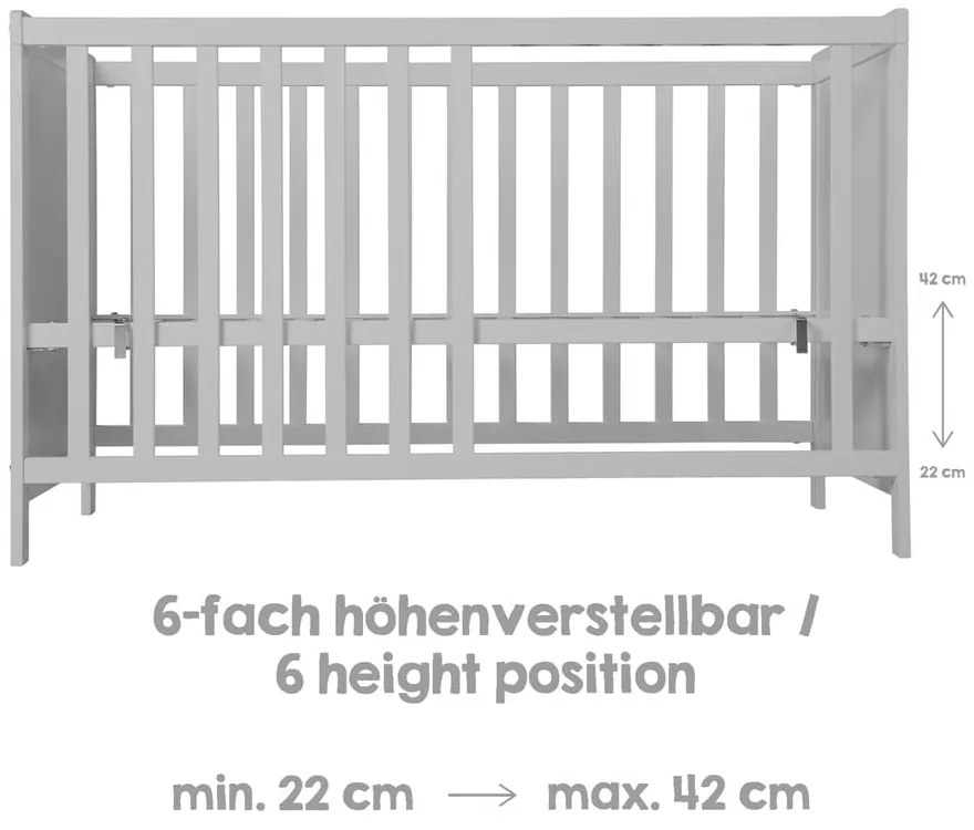 Pătuț gri/taupe 60x120 cm Hamburg – Roba