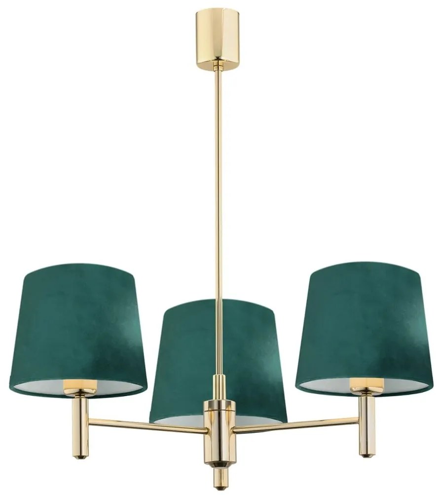 Lustra cu 3 brate design modern Ponte verde, alama