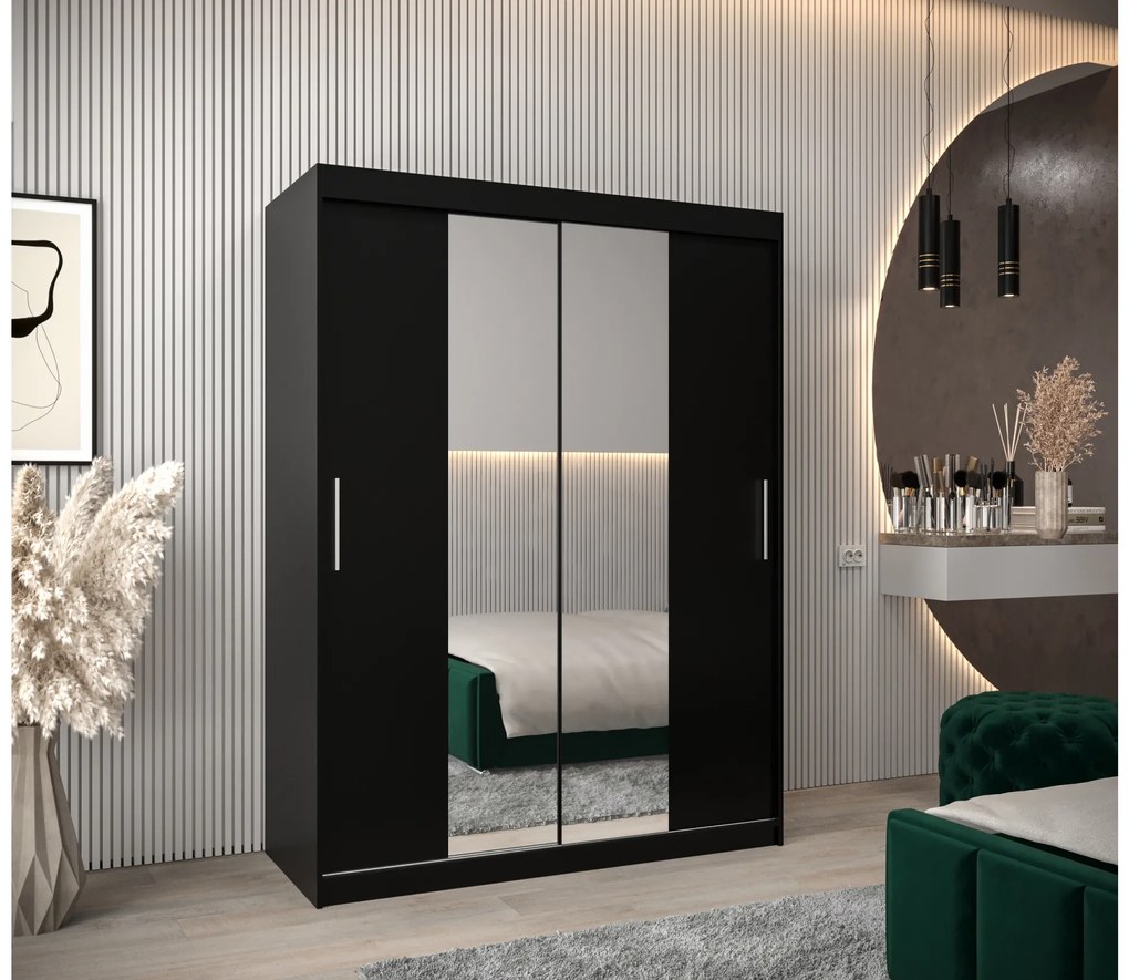 Dulap de haine 150 cm Toki 1 (negru mat + negru mat). 1064906