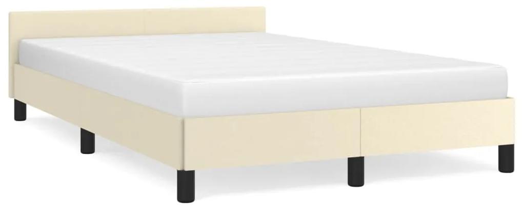 347491 vidaXL Cadru de pat cu tăblie, crem, 120x200 cm, piele ecologică