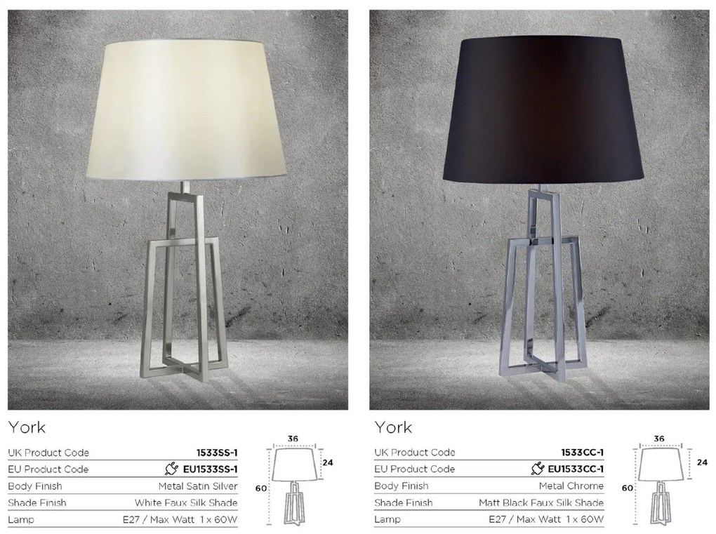 Veioza / Lampa de masa decorativa design modern York EU1533CC-1 SRT