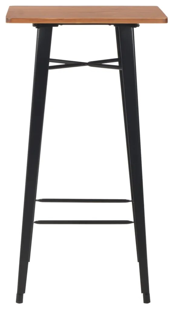 280082 vidaXL Masă de bar, negru, 60x60x108 cm, oțel și lemn masiv de pin