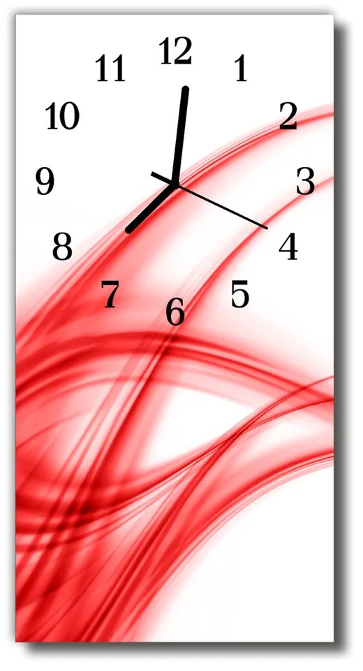 Ceas de perete din sticla vertical Liniile val art roșu