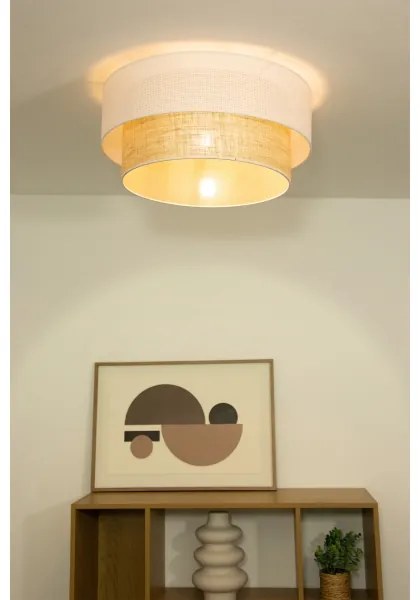 Plafonieră BORHO 1xE27/60W/230V Ø 40 cm alb/jută