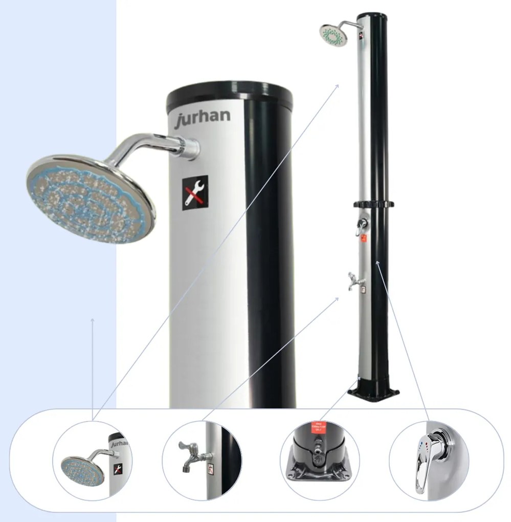 Duș solar KARIBIK, 35 l, argintiu/negru Jurhan